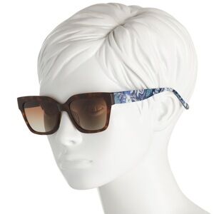 Vera Bradley Roxana Square Frame Sunglasses Java Navy Camo Tortoise Shell Accent